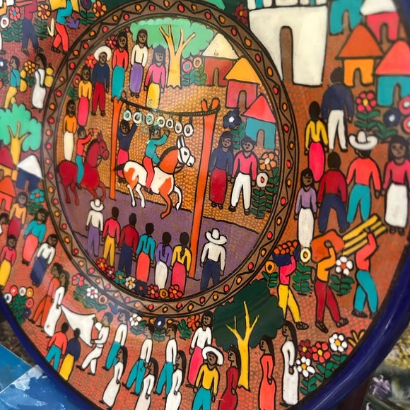 Mexican Painted Plate 10” Plate Dish  Art Hanging Wall Art - Picture 6 of 16